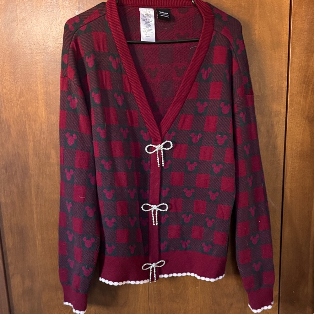Disney Red and Black Cardigan with Bow Details
